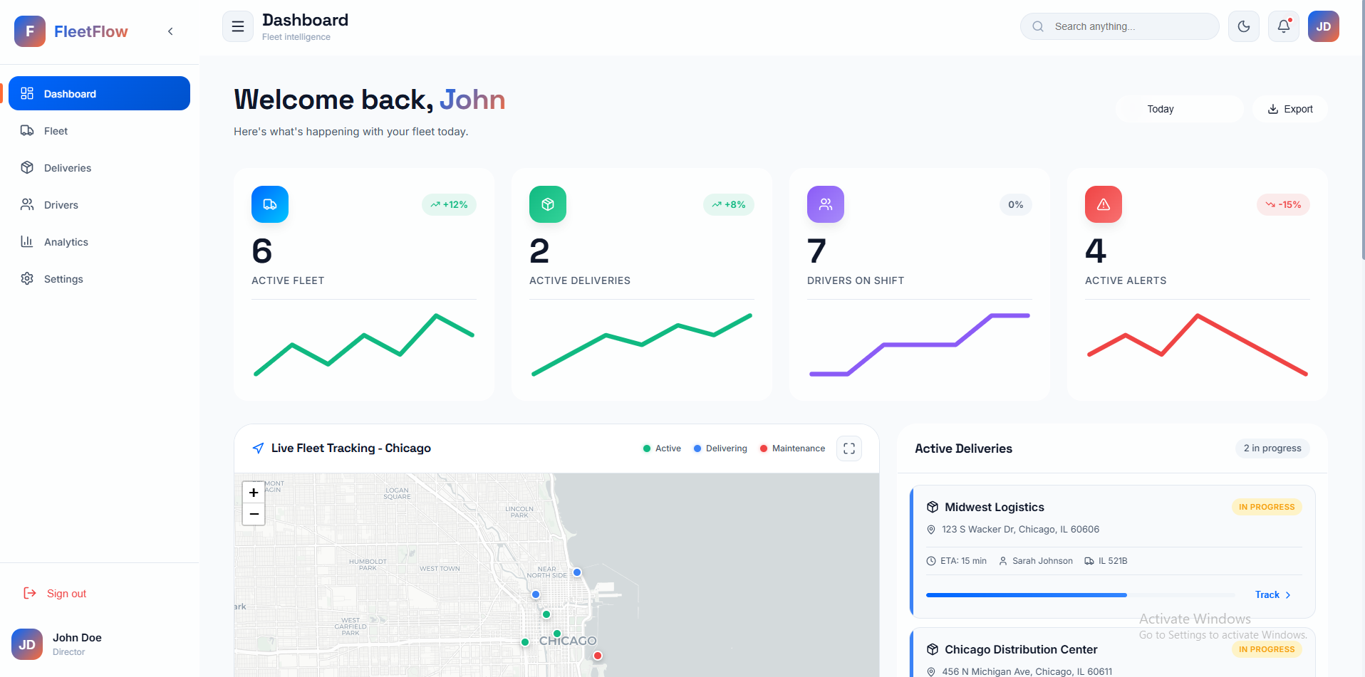 FleetFlow - Fleet Management Dashboard